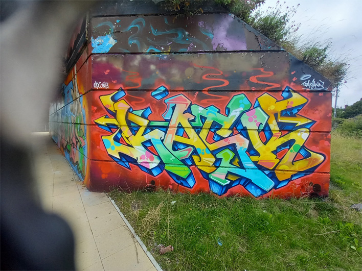 This is a photograph of graffiti on The Bridge of Peace Drogheda