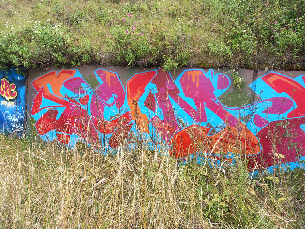 This is a photograph of graffiti on The Bridge of Peace Drogheda