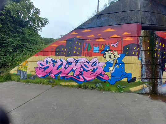 This is a photograph of graffiti on The Bridge of Peace Drogheda