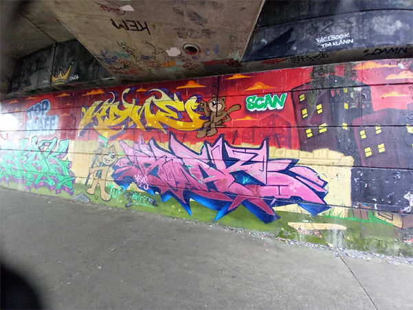 This is a photograph of graffiti on The Bridge of Peace Drogheda