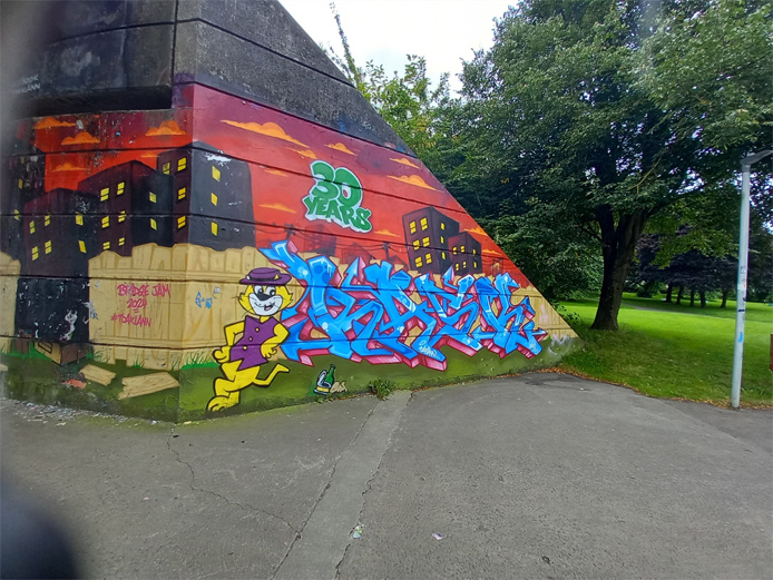 This is a photograph of graffiti on The Bridge of Peace Drogheda