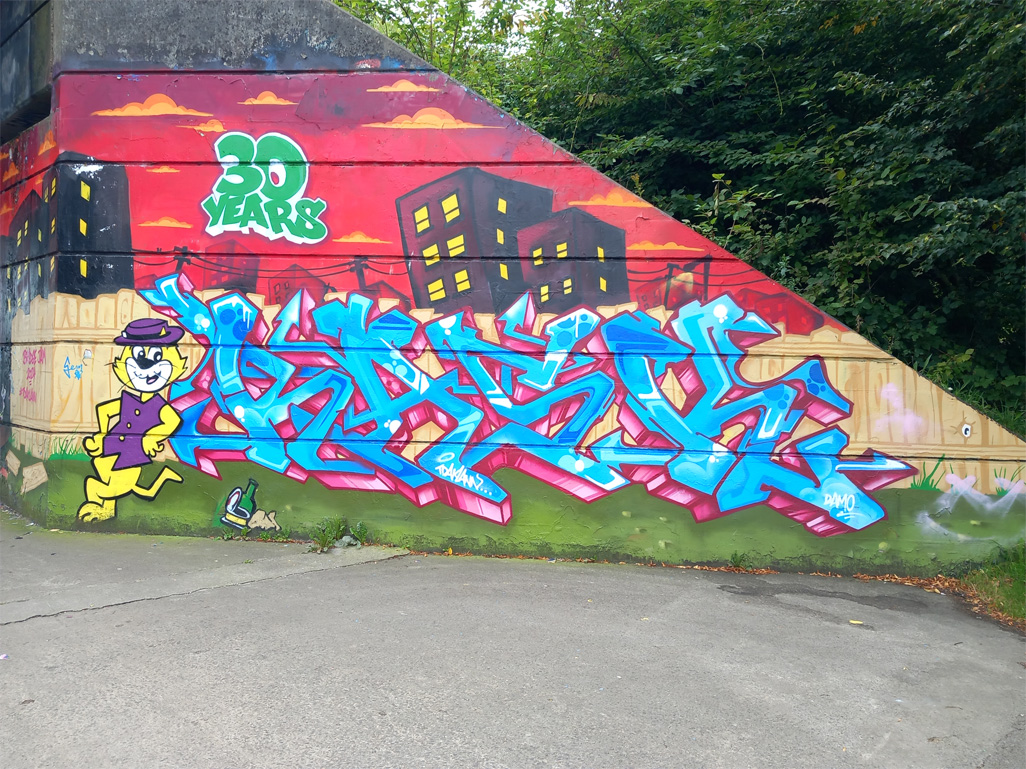 This is a photograph of graffiti on The Bridge of Peace Drogheda