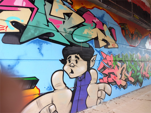 This is a photograph of graffiti on The Bridge of Peace Drogheda