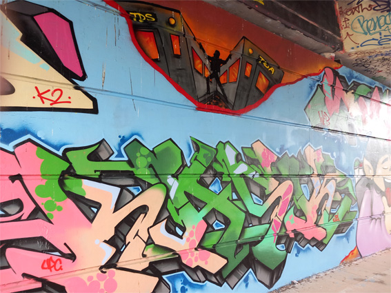 This is a photograph of graffiti on The Bridge of Peace Drogheda