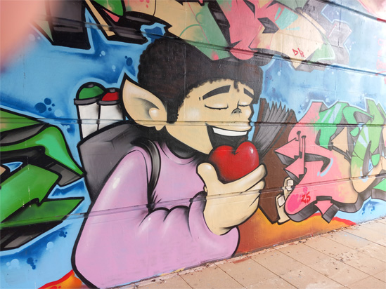 This is a photograph of graffiti on The Bridge of Peace Drogheda